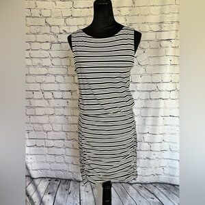 Athleta Black & White Striped Tulip Hem Sleeveless Dress Size Small Tall EUC